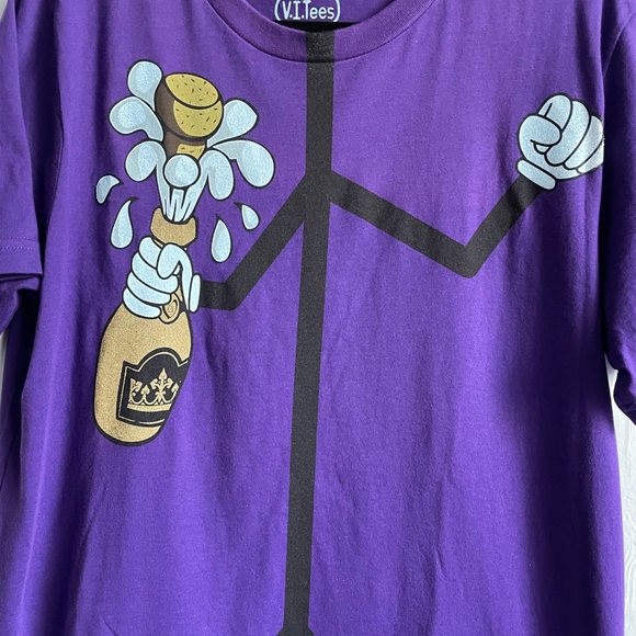 NWOT Men’s Champagne Showers Stick Figure Shirt Small through X-Large V.I.Tees - Picture 3 of 5